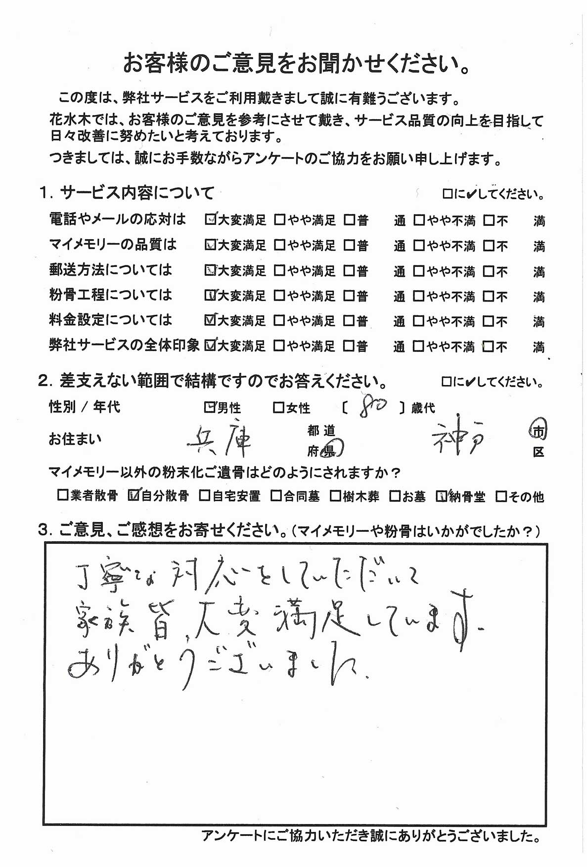 丁寧な対応をしていただいて家族皆大変