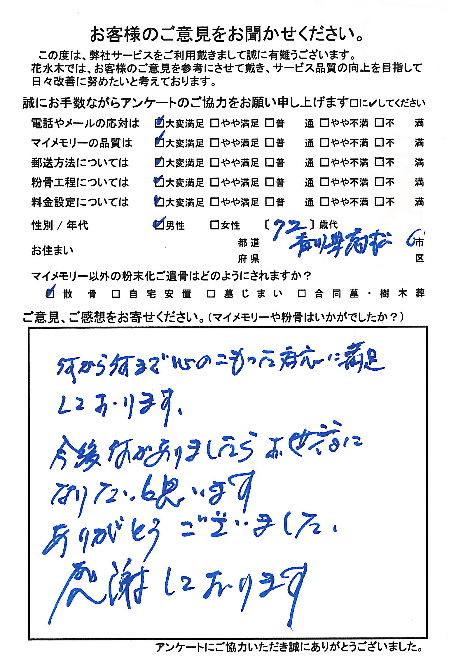 何から何まで心のこもった対応に満足