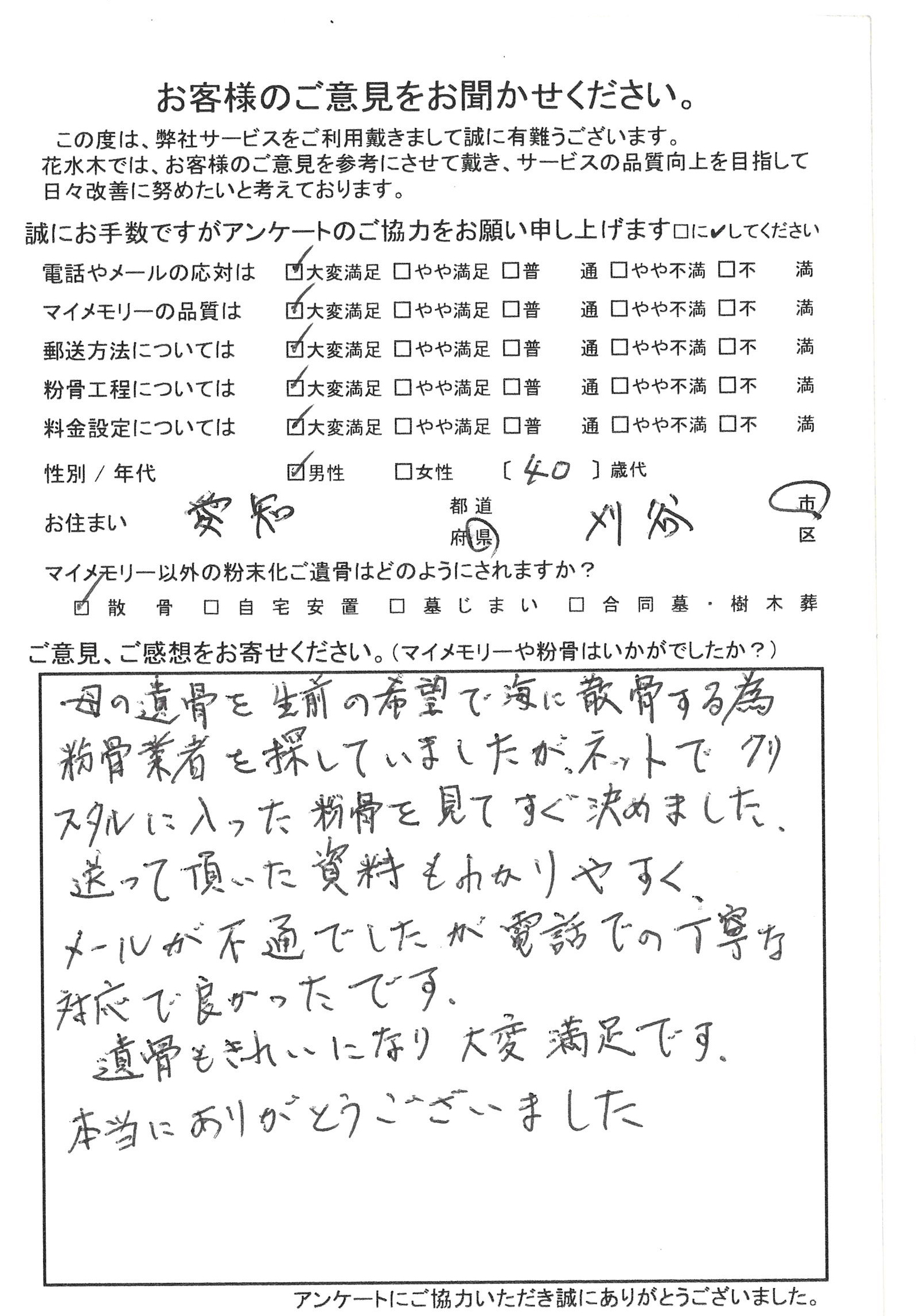 クリスタルに入った粉骨を見てすぐ決めました。<br>