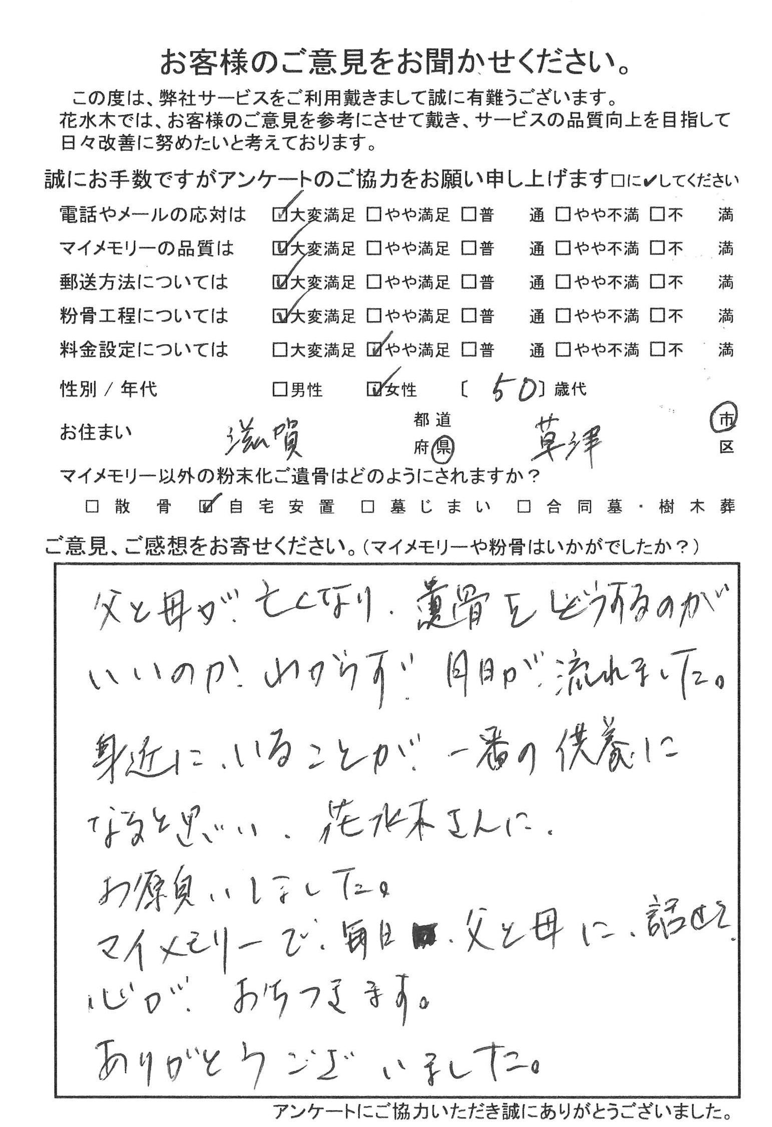 毎日父と母に話せて心がおちつきます