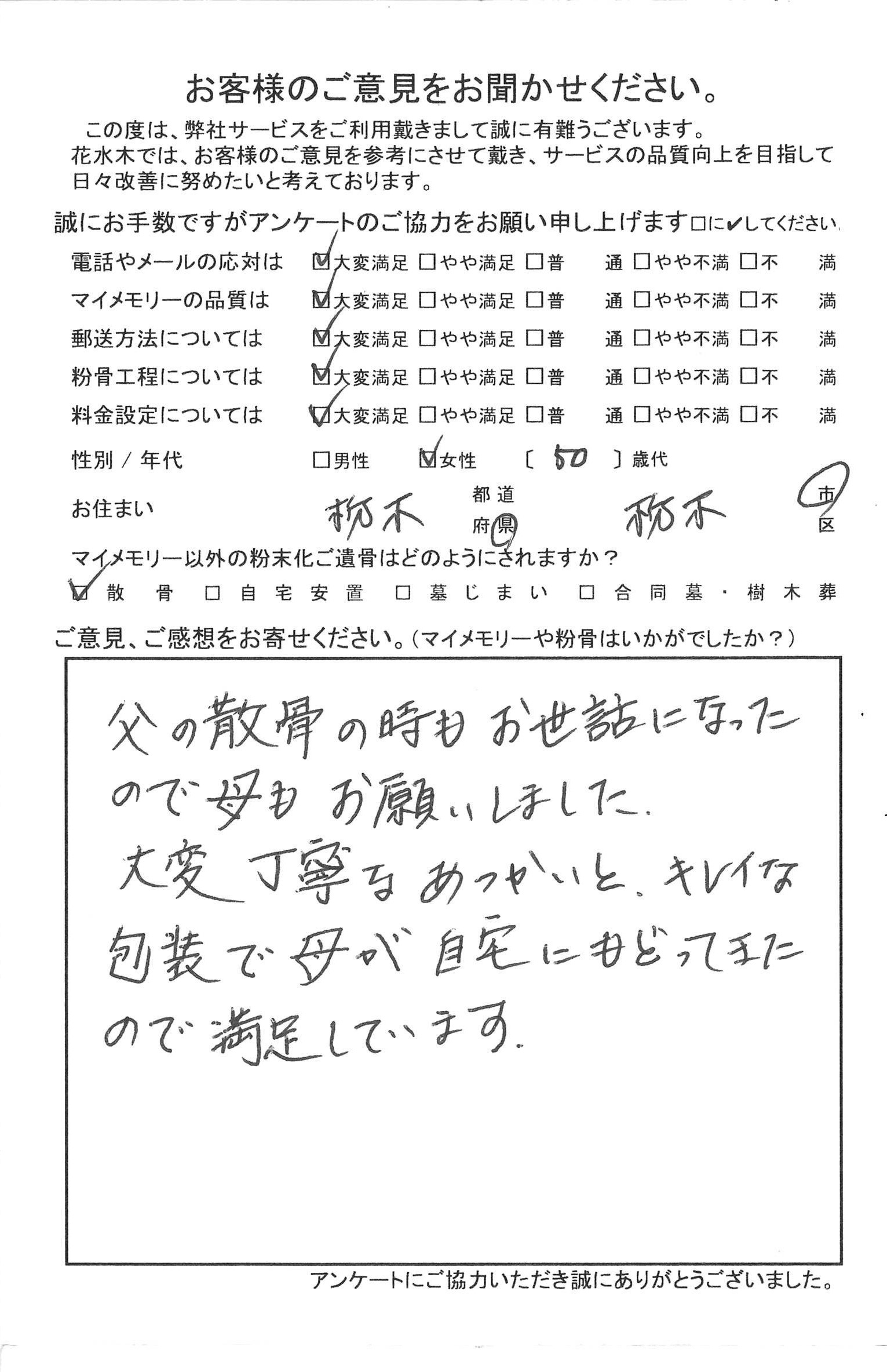 キレイな包装で母が自宅にもどってきた