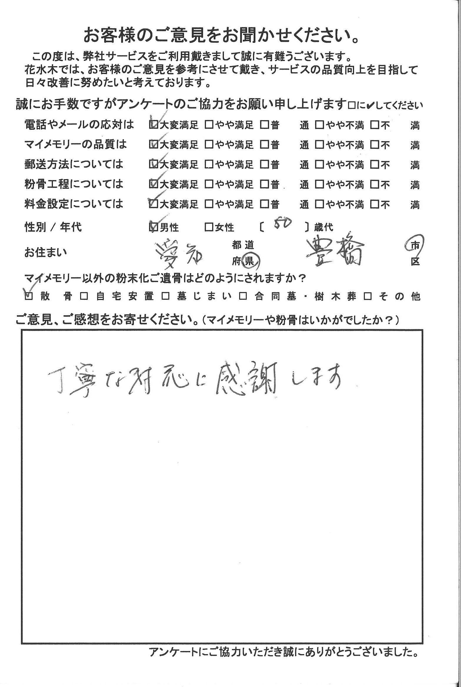 丁寧な対応に感謝します