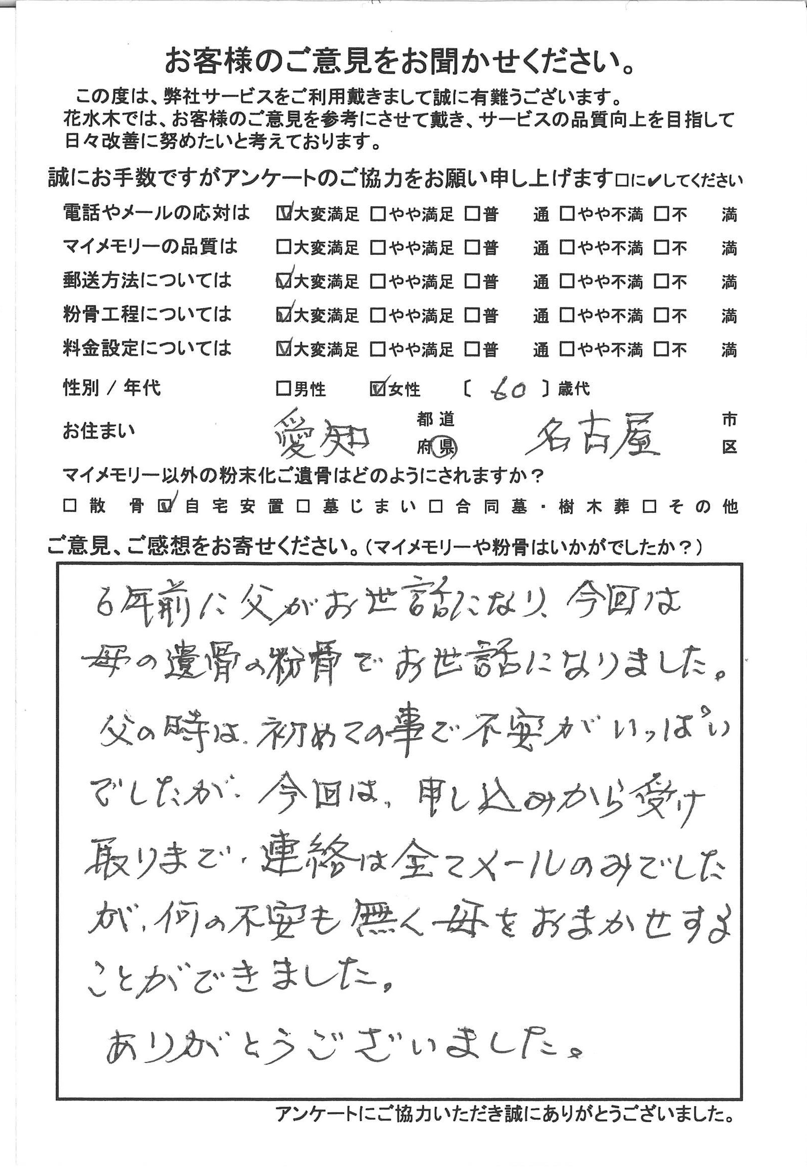 今回は母の遺骨の粉骨でお世話になりました