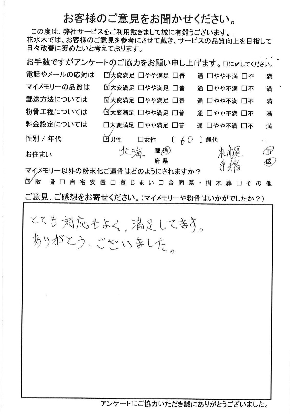 とても対応もよく、満足してます